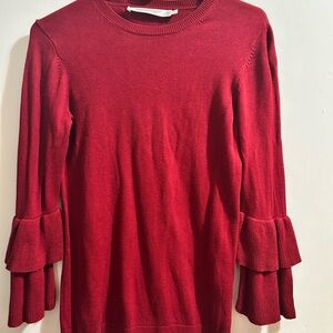 Chic Scarlet Ruffle Sleeve Blouse